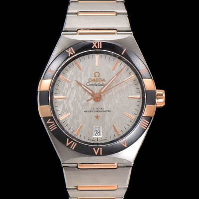 [오메가] 남성용 1:1수제공정! 131.23.41.21.06.001 무브UP 컨스틸레이션 코-엑시얼 마스터 오토매틱 Cal.8900타입 41mm 18K 로즈골드 메탈줄 그레이 다이얼 omg20184