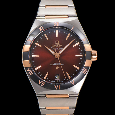 [오메가] 남성용 1:1수제공정! 131.23.41.21.11.001 무브UP 컨스틸레이션 코-엑시얼 마스터 오토매틱 Cal.8900타입 41mm 18K 로즈골드 메탈줄 진 브라운 다이얼 omg20185