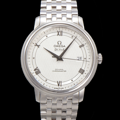 [오메가] 남성용 드빌 프레스티지 424.10.40.20.02.005 오토매틱 Cal.8800타입 39.5mm 메탈줄 화이트 다이얼 omg20191