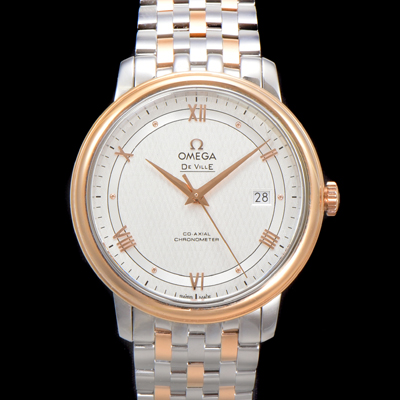 [오메가] 남성용 드빌 프레스티지 424.20.40.20.02.002 오토매틱 Cal.8800타입 39.5mm 18K 로즈골드 메탈줄 화이트 다이얼 omg20204