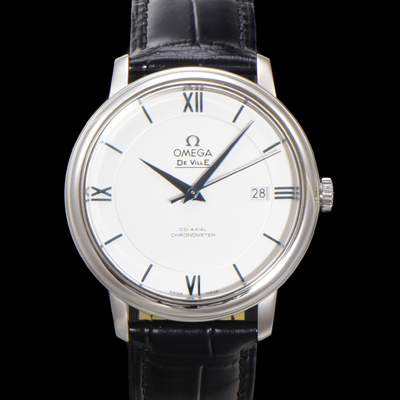 [오메가] 남성용 드빌 프레스티지 424.53.40.20.04.001 오토매틱 Cal.2500타입 39.5mm 가죽줄 실버 다이얼 omg20208