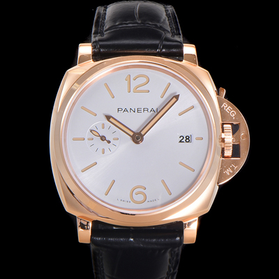 [파네라이] 남성용 루미노르 듀 골드텍 PAM01336 42미리 오토매틱 Cal.P.900 타입 18K 로즈골드 화이트 다이얼 pan5196