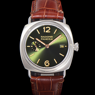 [파네라이] 남성용 라디오미르 콰란타 PAM01386 40mm 오토매틱 가죽줄 그린 다이얼 pan5204