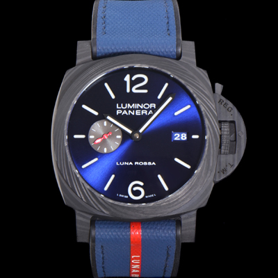 [파네라이] 남성용 루미노르 마리나 카보텍 루나로사 PAM01529 44mm 오토매틱 Cal.P.9010 타입 우레탄줄 블루 다이얼 pan5227