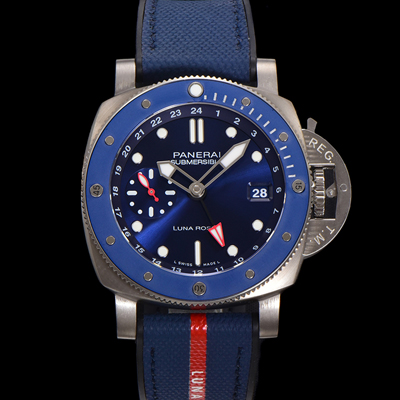 [파네라이] 남성용 서브머시블 GMT 루나로사 티타니오 PAM01507 티타늄소재 42mm 오토매틱 Cal P. 900 타입 블루 다이얼 pan5228