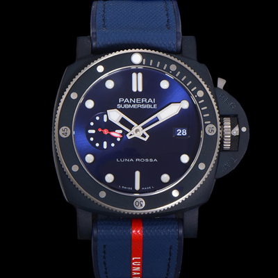 [파네라이] 남성용 서브머시블 콰란타콰트로 루나로사 PAM01466 티-세라미테크™ 44mm 오토매틱 Cal P. 900타입 블루 다이얼 pan5230
