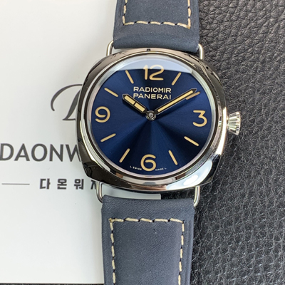 [파네라이] 남성용 라디오미르 PAM01383 오피치네 3데이즈 45mm 오토매틱 Cal.P.6000타입 블루 다이얼 pan5243