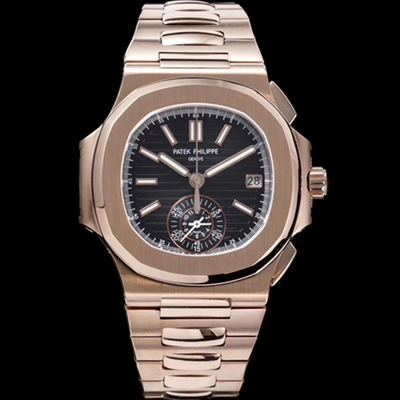[파텍필립] 남성용 노틸러스 5980/1R-001 18k 로즈골드 오토매틱 Cal.CH 28-520 C 타입 40.5mm 메탈줄 블랙 다이얼 pat2229