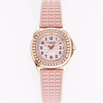 [파텍필립] 여성용 아쿠아넛 5072R-001 마더 오브 펄 18k 로즈골드 35.6mm 오토매틱 Cal.324 타입 투톤 베이지 다이얼 pat2234