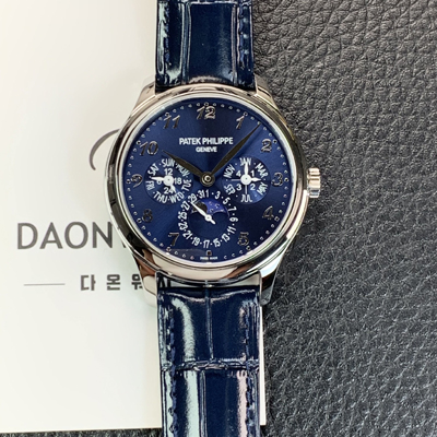 [파텍필립] 남성용 퍼페추얼 캘린더 5140 가죽줄 40mm 오토매틱 Cal.240 타입 블루 다이얼 pat2240