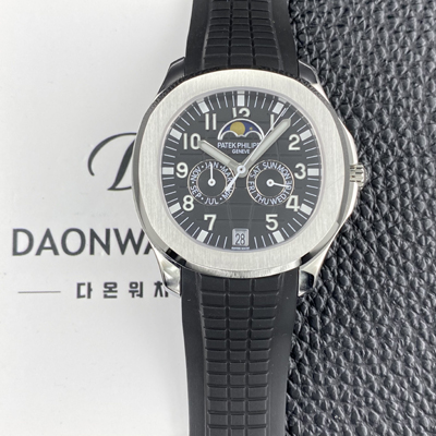 [파텝필립] 남성용 아쿠아넛 5261R 루스 연간 캘린더 문페이즈 39.9mm 오토매틱 Cal.324 S C 타입 블랙 다이얼 pat2268