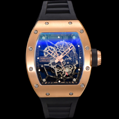 [리차드밀러] 남성용 RM035 라파엘 나달 수동/기계식 18K로즈골드 48mm 러버줄 블랙 스켈레톤 다이얼  ric0223
