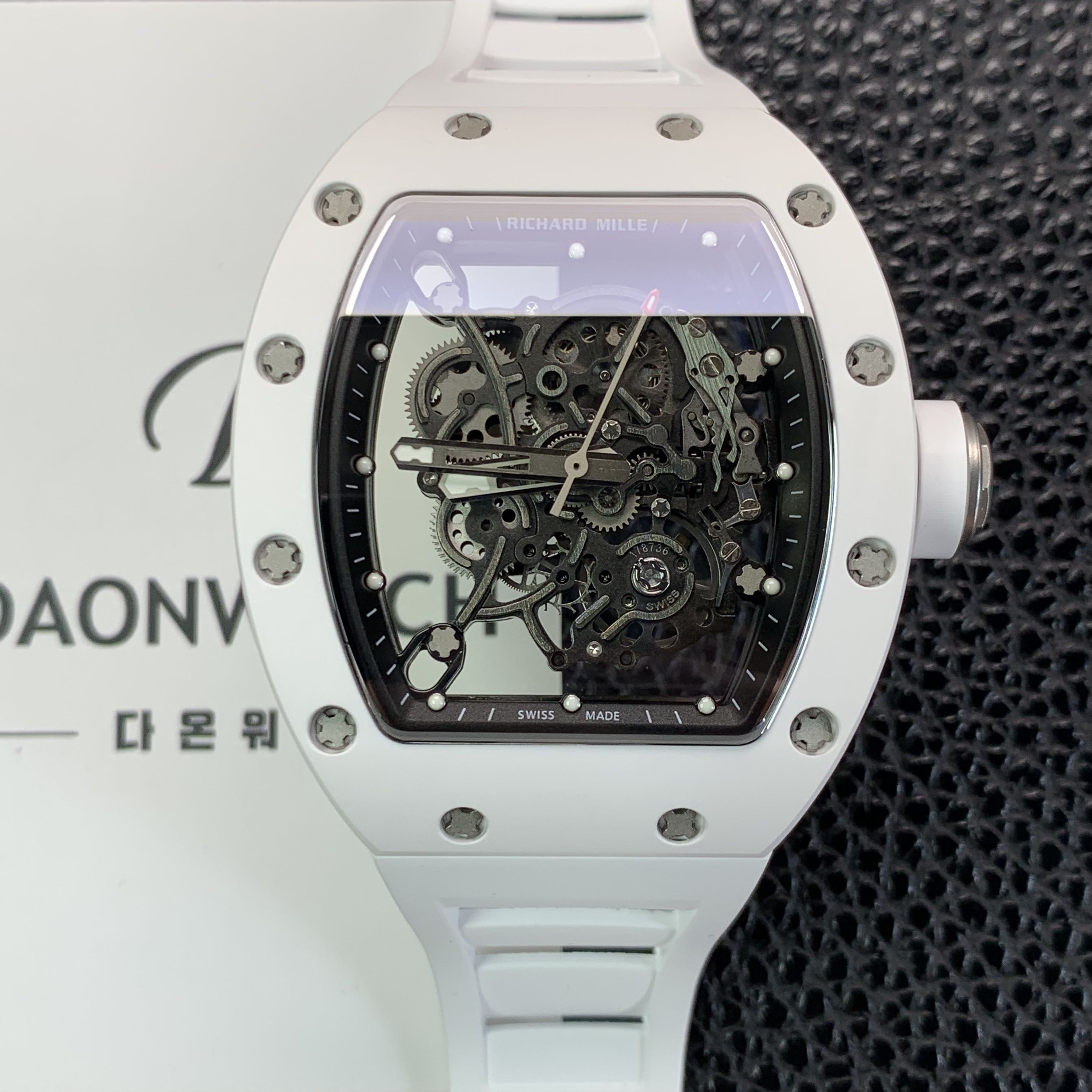 [리차드밀레] 남성용 RM055 부바왓슨 세라믹 50mm 기계식 수동형 무브먼트 스켈레톤 다이얼 ric0324