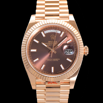 [로렉스] 남성용 데이데이트 m228235-0053 18K 로즈골드 40mm 오토매틱 Cal.3255 타입 브라운 다이얼 rol5297