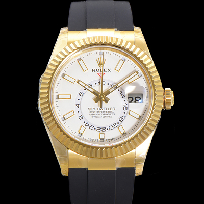 [로렉스] 남성용 스카이더웰러 m336238-0002 18K 옐루골드 42mm 오토매틱 Cal.9002 타입 우레탄줄 화이트 다이얼 rol5309