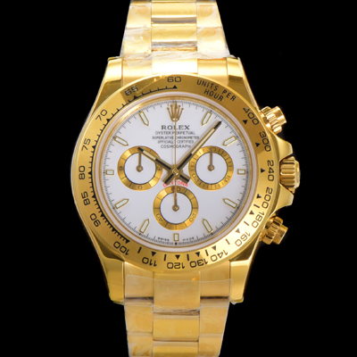 [로렉스] 남성용 코스모그래프 데이토나 m126508-0001 18K 옐로우골드 40mm 크로노그래프 7750 오토매틱 무브먼트 화이트 다이얼 rol5334