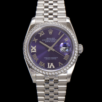 [로렉스] 남성용 데이저스트 m126284 로마인덱스 36mm 보석/큐빅 오토매틱 Cal.3235 무브먼트 퍼플 다이얼 rol5359