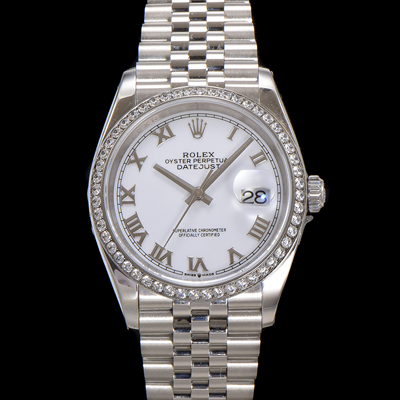 [로렉스] 남성용 데이저스트 m126234 로마인덱스 36mm 보석/큐빅 오토매틱 Cal.3235 무브먼트 화이트 다이얼 rol5360