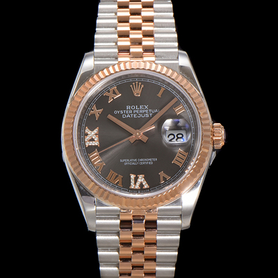 [로렉스] 남성용 데이저스트 m126231 18K 로즈골드 로마인덱스 36mm 오토매틱 Cal.3235 무브먼트 그레이 다이얼 rol5362