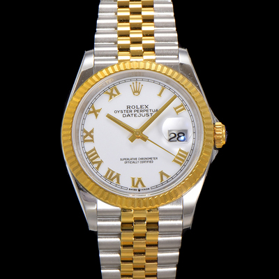 [로렉스] 남성용 데이저스트 m126233 18K 옐로우골드 로마인덱스 36mm 오토매틱 Cal.3235 무브먼트 화이트 다이얼 rol5365