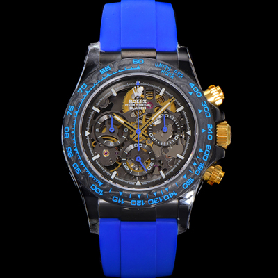 [로렉스]남성용 데이토나 카본 베젤 40mm 크로노그래프 오토매틱 Cal.4130 무브먼트 스켈레톤 다이얼 rol5375