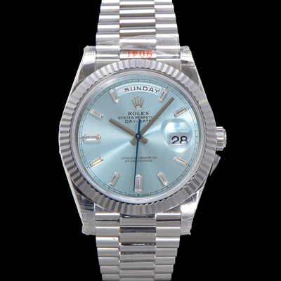 [로렉스] 남성용 New 데이데이트 m228236-0006 무게187g 40mm 오토매틱 Cal.2836-2 타입 아이스 블루 다이얼 rol5391