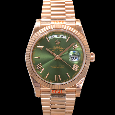 [로렉스] 남성용 New 데이데이트 m228235-0025 무게187g 18K 로즈골드 40mm 오토매틱 Cal.2836-2 타입 올리브 로마 다이얼 rol5400