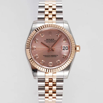 [로렉스] 여성용 데이져스트 178271 플루티드 18k 로즈골드 31mm 쥬빌레 오토매틱 2236타입 핑크 다이얼 rol5444