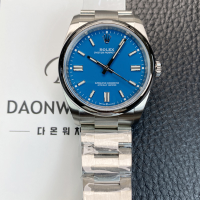 [로렉스] 남성용 오이스터 퍼페추얼 m126000 오토매틱 칼리버 3230타입 36미리 메탈시계 미디엄 블루 다이얼 rol5617