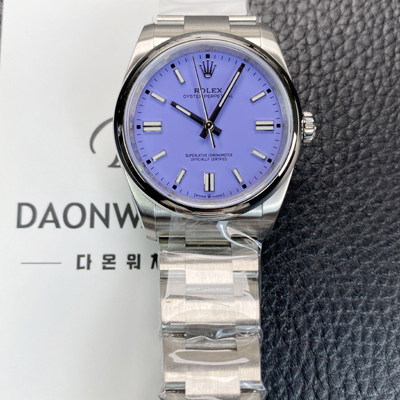 [로렉스] 남성용 오이스터 퍼페추얼 m126000 오토매틱 칼리버 3230타입 36미리 메탈시계 라벤더 다이얼 rol5618