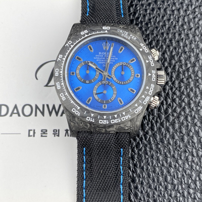 [로렉스]남성용 데이토나 DIW 포지드카본 커스텀 40미리 크로노그래프 오토매틱 Cal.4130 무브먼트 블루 다이얼 rol5649