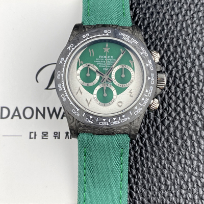 [로렉스]남성용 데이토나 DIW 포지드카본 커스텀 40미리 크로노그래프 오토매틱 Cal.4130 무브먼트 그린 다이얼 rol5650