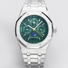 [오데마피게] 남성용 로얄오크 26574 퍼페츄얼 캘린더 문페이즈 41mm 그린 다이얼 신형 5134 오토매틱 무브먼트 aud4208