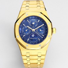 [오데마피게] 남성용 로얄오크 26574 퍼페츄얼 캘린더 문페이즈 18K 옐로우골드 41mm 블루 다이얼 신형 5134 오토매틱 무브먼트 aud4211