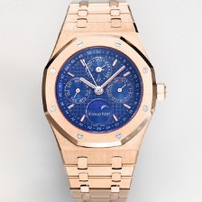 [오데마피게] 남성용 로얄오크 26574 퍼페츄얼 캘린더 문페이즈 18K 로즈골드 41mm 블루 다이얼 신형 5134 오토매틱 무브먼트 aud4212