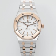 [오데마피게] 남성용 하이엔드 15450ST 로얄오크 18K 로즈골드 37mm 오토매틱 Cal.3120무브먼트 실버 와플 다이얼 aud6523