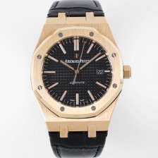 [오데마피게] 남성용 15400OR.OO.D002CR.01 로얄오크 18k 로즈골드 41mm 오토매틱 Cal.3120무브먼트 블랙 와플 다이얼 aud6535