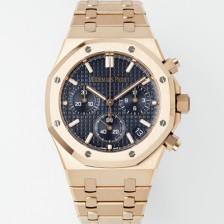 [오데마피게] 남성용 로얄오크 26240OR.OO.1320OR.05 크로노그래프 18K 로즈골드 41mm 오토매틱 Cal.4401 타입 블루 와플 다이얼 aud6556