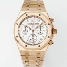 [오데마피게] 남성용 로얄오크 26240OR.OO.1320OR.07 크로노그래프 18K 로즈골드 41mm 오토매틱 Cal.4401 타입 실버 와플 다이얼 aud6557