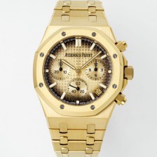 [오데마피게] 남성용 로얄오크 26240BA.OO.1320BA.02 크로노그래프 18K 옐로우골드 41mm 오토매틱 Cal.4401 타입 스모크 샴페인 와플 다이얼 aud6559