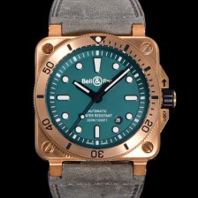 [벨앤로즈] 남성용 BR03-92 다이버 브론즈 소재 오토매틱 9015 타입 42mm 가죽줄 그린 다이얼 bel4101