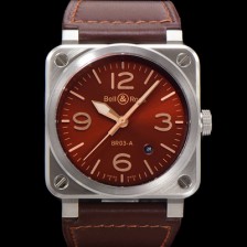 [벨앤로즈] 남성용 BR03A 스테인레스 스틸 오토매틱 9015 타입 41mm 가죽줄 버건디 다이얼 bel4104