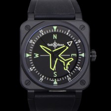 [벨엔로즈] 남성용 BR03A 오토매틱 2892타입 42mm 세라믹 우레탄줄 블랙 다이얼 bel4106