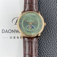 [블랑팡] 남성용 빌레레 퀀탬 컴플레트 40mm 문페이즈 18K 로즈골드 오토매틱 Cal.6654타입 그린 다이얼 bla4218