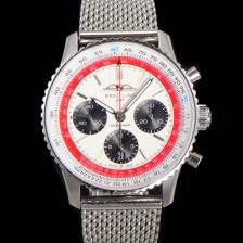 [브라이틀링] 남성용 네비타이머 AB01383B1G1P1 크로노그래프 ETA7750-2 타입 오토매틱 43mm 화이트 다이얼 bre6001