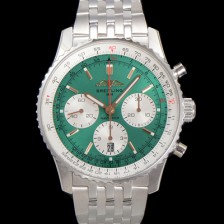 [브라이틀링] 남성용 네비타이머 AB01388A1L1P1 크로노그래프 ETA7750-2 타입 오토매틱 43mm 메탈줄 그린 다이얼 bre6005