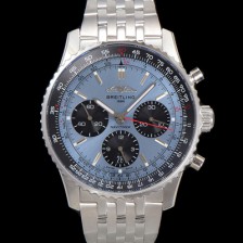[브라이틀링] 남성용 네비타이머 AB0138241C1A1 크로노그래프 ETA7750-2 타입 오토매틱 43mm 메탈줄 아이스 블루 다이얼 bre6009