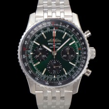 [브라이틀링] 남성용 네비타이머 AB0137241L1A1 크로노그래프 ETA7750-2 타입 오토매틱 43mm 메탈줄 아이스 그린 다이얼 bre6010