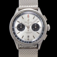 [브라이틀링] 남성용 프리미에르 AB0118221G1P2 크로노그래프 7750 타입 오토매틱 42mm 메쉬밴드 화이트 다이얼 bre6012