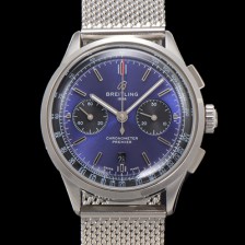 [브라이틀링] 남성용 프리미에르 AB0118221C1P1 크로노그래프 7750 타입 오토매틱 42mm 메쉬밴드 블루 다이얼 bre6015